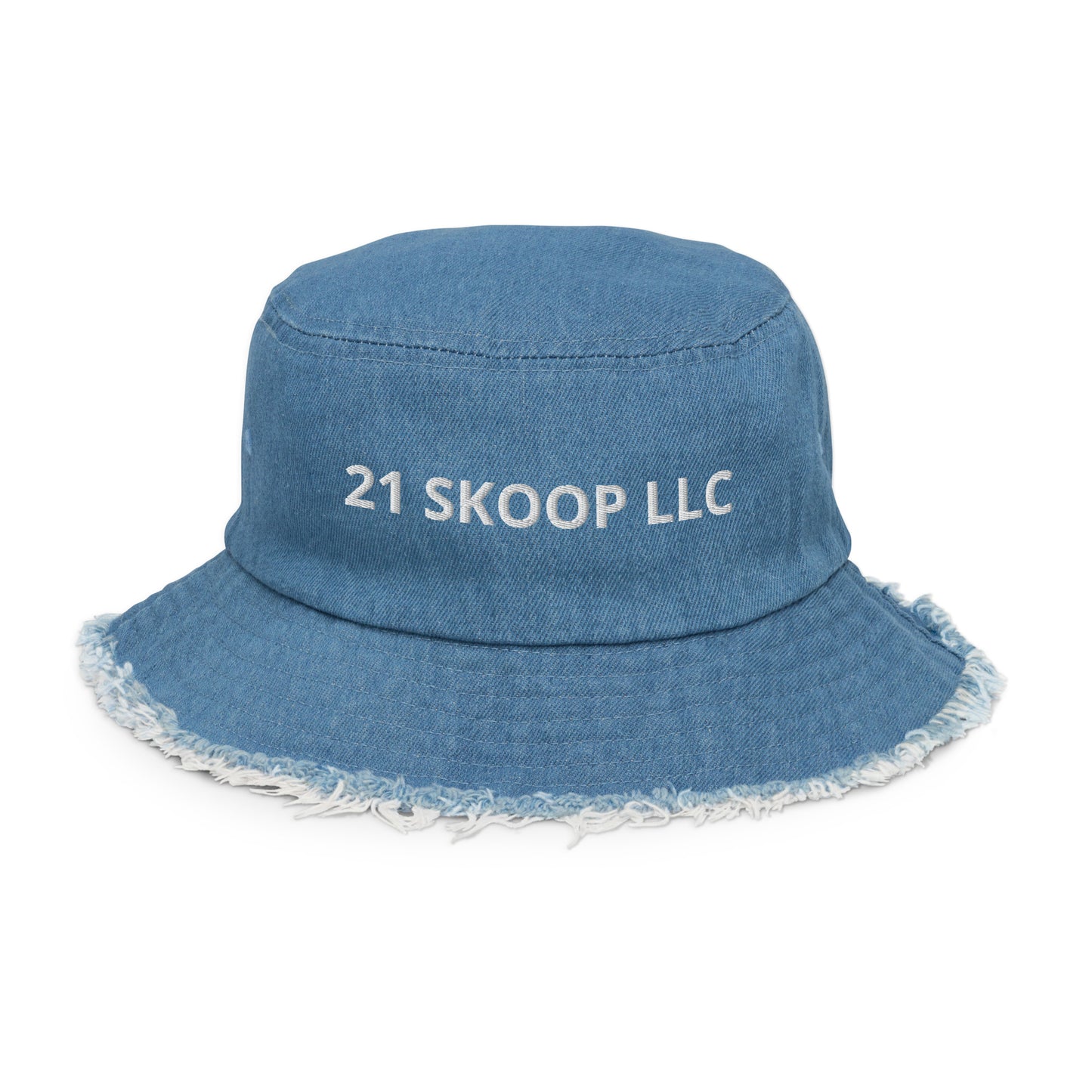 Distressed denim bucket hat